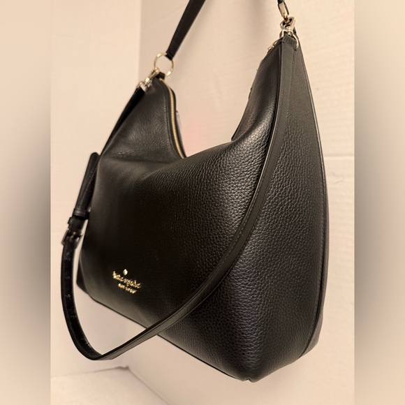 Kate Spade New York Zippy Large Shoulder Bag Black Pebbled Leather NWT - Picture 3 of 12